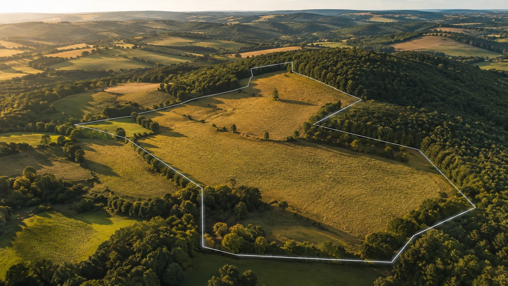 Vue aérienne des terrains acquis à Coutansouze